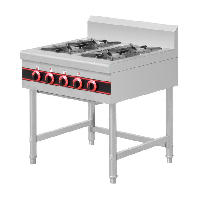 Nouvelle Arrivée Cuisinière à Gaz Commerciale Professionnelle 4 Brûleurs avec Four à Pizza et Gril pour Boulangerie, Conforme aux Normes