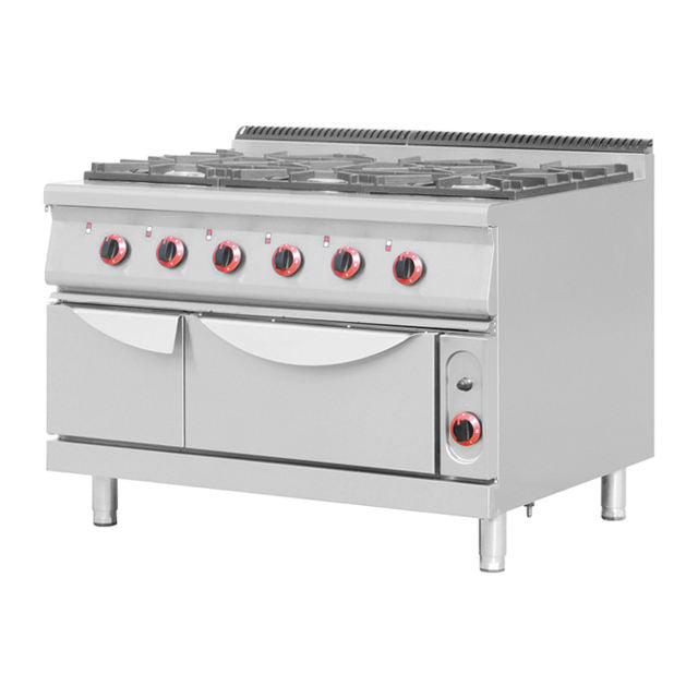 Nouvelle Arrivée Cuisinière à Gaz Commerciale Professionnelle 4 Brûleurs avec Four à Pizza et Gril pour Boulangerie, Conforme aux Normes