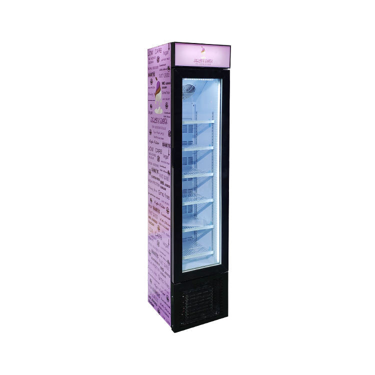 Meisda SD105B Congélateur vertical 105L pour gâteau et crème glacée Réfrigérateur vertical pour aliments congelés avec porte en verre
