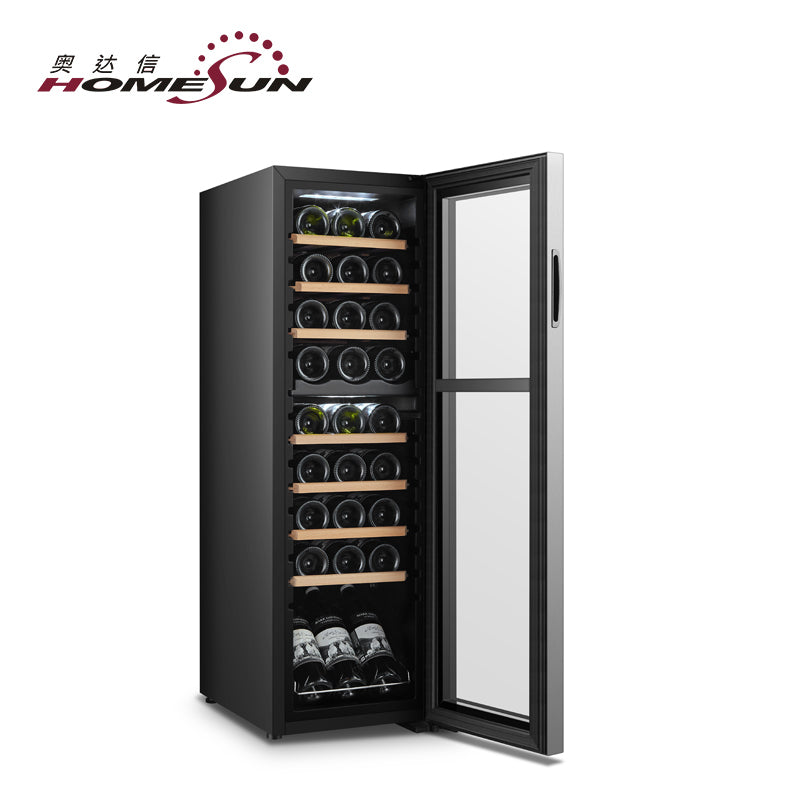 Réfrigérateur à vin à double zone de haute qualité 27 bouteilles refroidisseur de vin à double température à double zone avec approbation RoHS