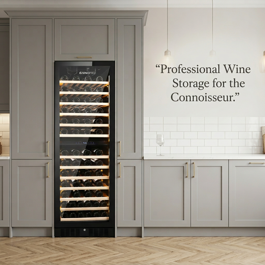 Cave à vin à compresseur double zone Vinopro 108 bouteilles 330L 40dB silencieuse pour hôtels, usage commercial et domestique
