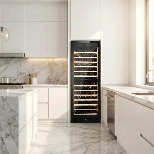 Cave à vin à compresseur double zone Vinopro 108 bouteilles 330L 40dB silencieuse pour hôtels, usage commercial et domestique
