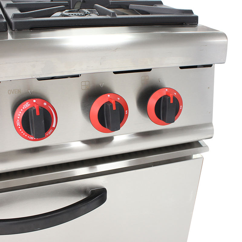 Réchaud de cuisine industriel multifonctionnel en acier inoxydable Réchaud à gaz commercial à 4 brûleurs avec four