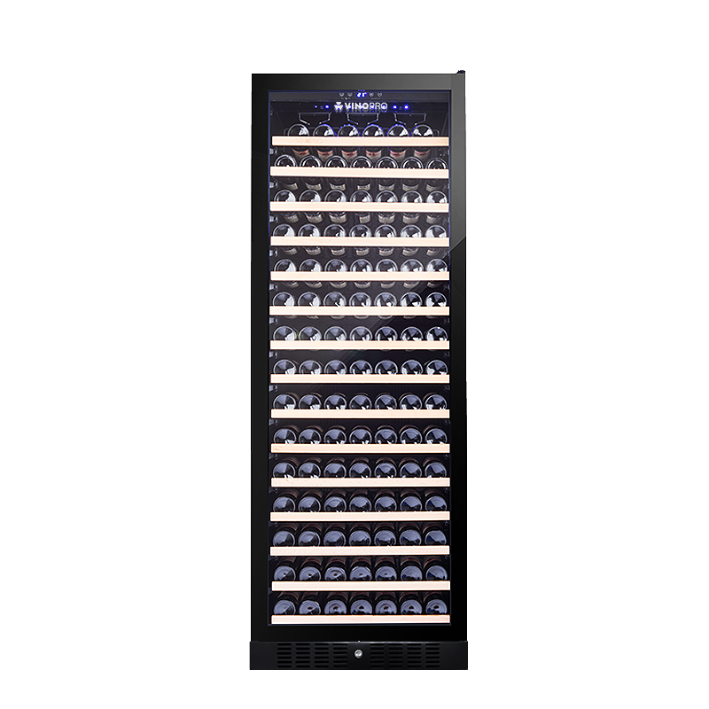 Vinopro-Grande porte noire sur pied, 183 bouteilles en bois de hêtre, refroidisseur de cave à vin intégré