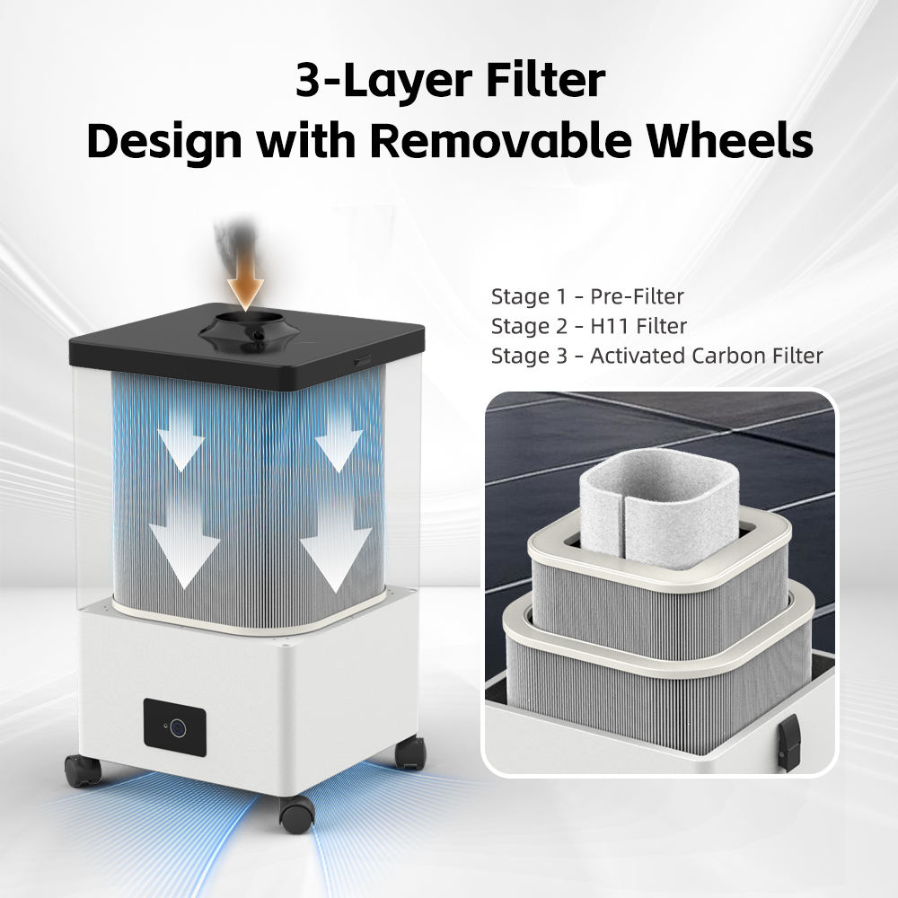 Aspirateur professionnel XF250 avec filtre HEPA à trois couches (efficacité 99,99%) mobile pour salons de manucure/coiffure