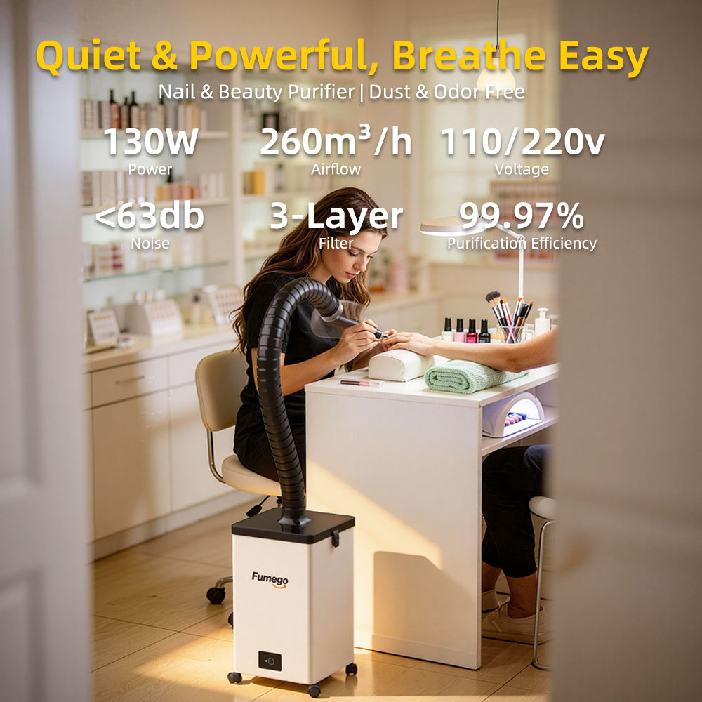 Aspirateur professionnel XF250 avec filtre HEPA à trois couches (efficacité 99,99%) mobile pour salons de manucure/coiffure